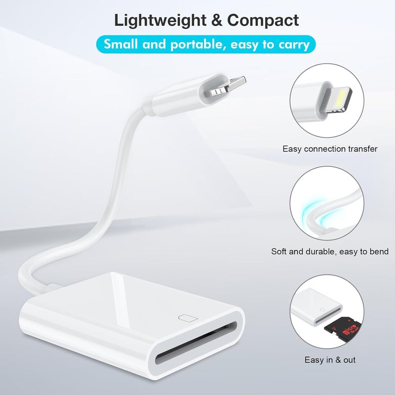 DCNETWORK Lightning to SD Card Camera Reader for iPhone iPad, Memory Card Reader Trail Camera Viewer SD Card Adapter for iPhone 12/11/XS/XR/X/8/7/iPad, Plug and Play - Image 2